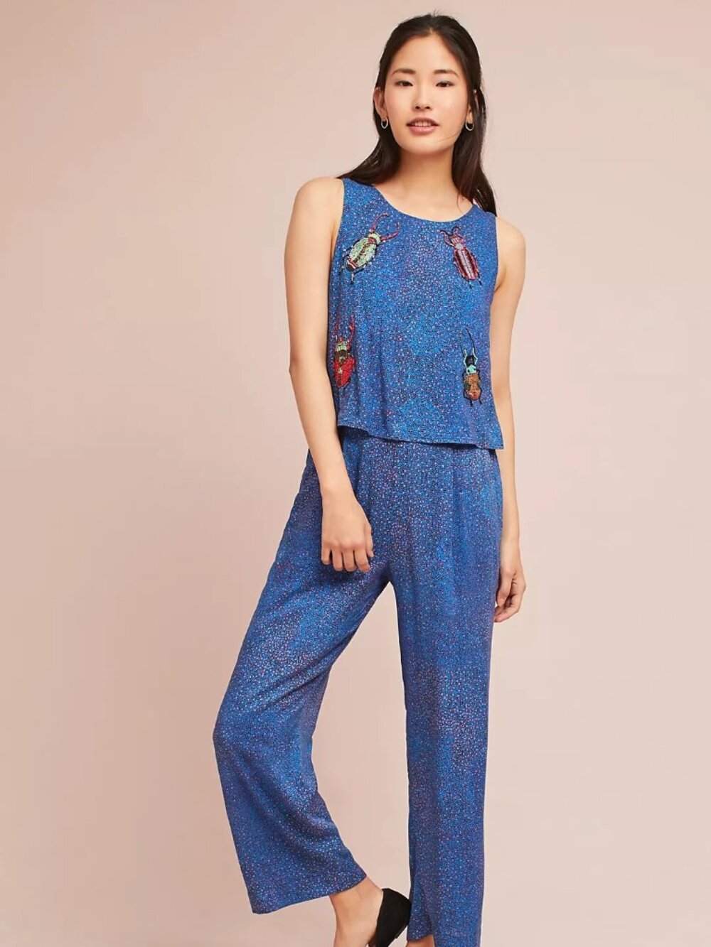 Anthropologie / Conditions Apply Critter Beaded - Embroidered Jumpsuit Small